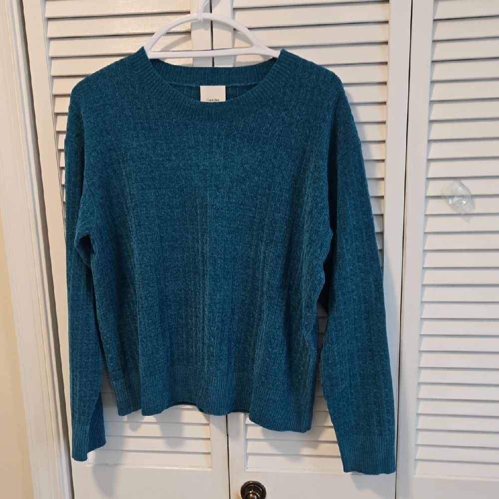 Calvin Klein Teal Textured Crewneck Sweater